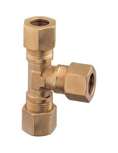 Zwei-Kegel-T-Stück mit Ogive Messing 10 x 10 x 10