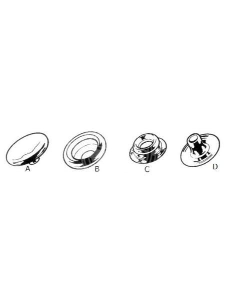 Boutons, boutons-pression acier inoxydable AISI 316