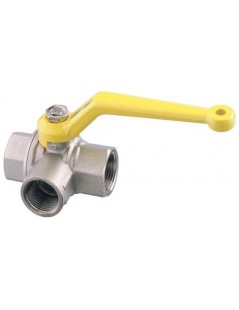 Robinet à boisseau sphérique à trois voies 1/2" Laiton nickelé