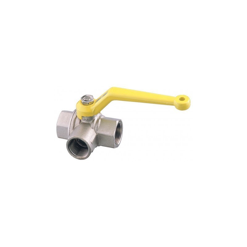 Valvola a sfera tre vie 1" 1/4 Ottone nichelato