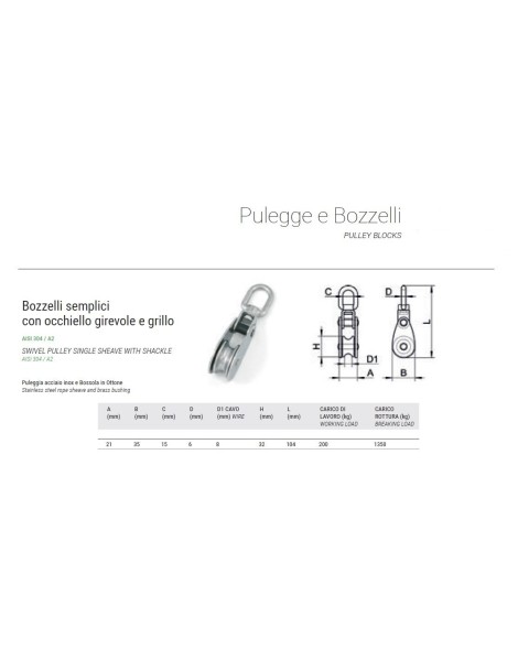 Bozzello AISI 304/A2 per cavo ø 8 mm.