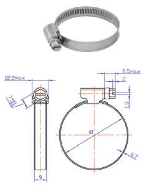 ICX band 12 mm Inox AISI 316 mm 20-32