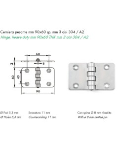 Cerniera pesante 60x90 mm Aisi 304 /A2
