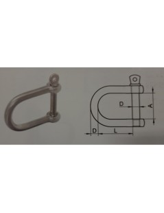 Manille droite extralarge en acier inoxydable aisi 316 8 mm.