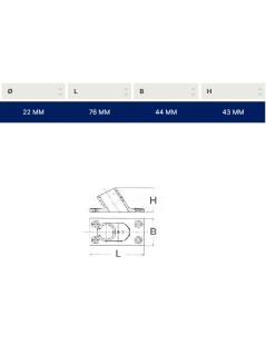 Base rectangulaire inclinée à 60° Ø mm. 22 acier inoxydable AISI 316