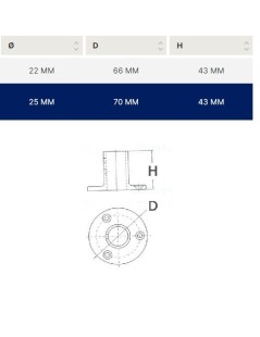 Base ronde droite 90° Ø mm. 25 acier inoxydable AISI 316