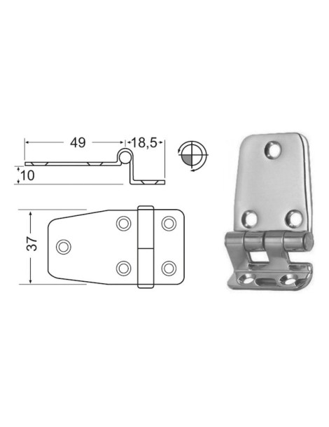 Charnière cantilever en acier inoxydable Aisi 316
