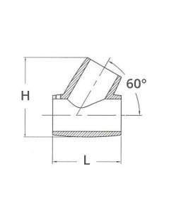 60º geneigtes T-Stück 25 mm Rostfreier Stahl AISI 316