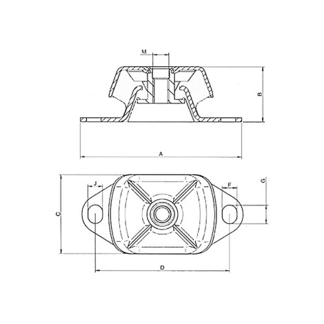 Supporto elastico per motori fino a 225 kg.