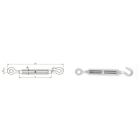 Tendeur M8 à deux œillets en acier inoxydable Aisi 316