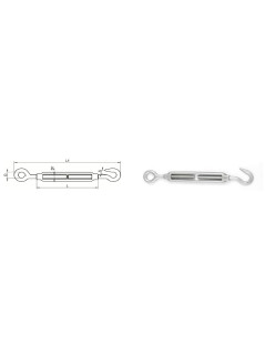 Tenditore M8 occhio-gancio in acciaio inox Aisi 316